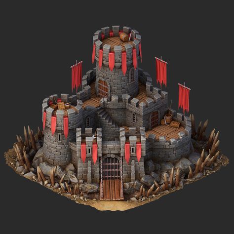 ArtStation - Thorn Castle Wooden Fortress, Ts4 Medieval, Castle Layout, Xmas Village, Medieval Buildings, Small Castles, Pelan Rumah, Medieval Architecture, Minecraft Castle