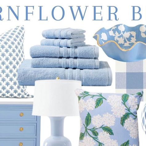 8,690 likes, 74 comments - grandmillenniallist on August 17, 2022: "Cornflower blue, one of my absolute favorite colors! You can shop these items at my link in profi..." Cornflower Blue Aesthetic, Cornflower Blue Bedroom, Southern Charm Decor, Cottage Chairs, Grand Millennial Decor, Grandmillenial Style, Decor Things, Grand Millennial Style, Coastal Farmhouse Decor