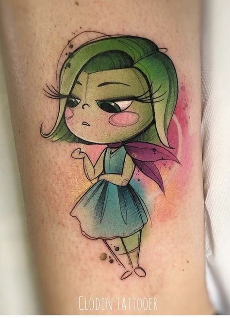 Disney Color Tattoos, Encanto Tattoo, Inside Out Tattoo, Flash Tattoo Disney, Pixar Tattoo, Traditional Tattoo Stencils, Prison Tattoos, Belly Painting, Tattoo Desings