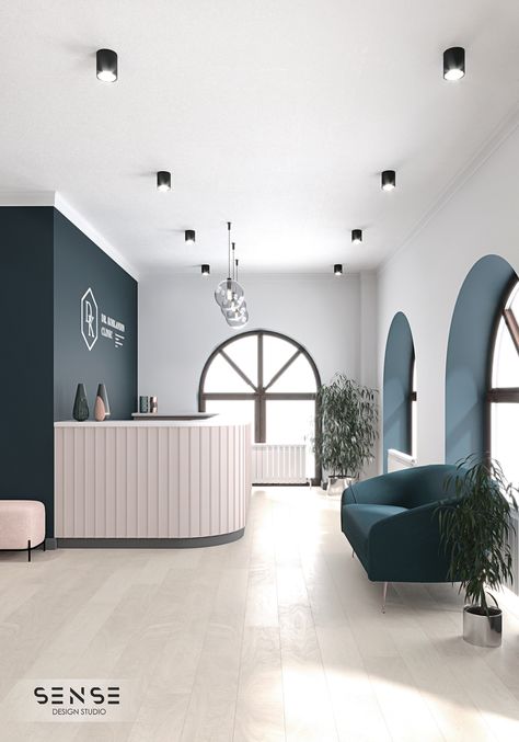 Medical Aesthetic Clinic Design, Design Clinic, Plastic Surgery Clinic, Office Reception Wall Design, Clinic Decor, Clinic Architecture, Cosmetic Clinic Interior Design, Blue Salon, Beauty Clinic Design