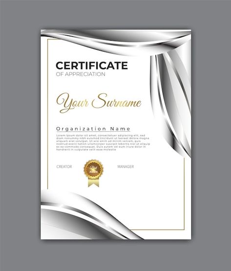 Certificate design diploma gift | Premium Vector #Freepik #vector #certificate-pattern #vintage-certificate #award-frame #award-design Vintage Certificate, Certificate Award, Award Design, Silver Jubilee, Certificate Of Appreciation, Certificate Design, Psd Icon, White Texture, Vector Photo