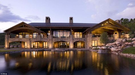 For sale: Hedge Fund billionaire John Paulson is selling this stunning seven-bedroom mansion in Aspen, Colorado for $29.9 million Houses With Big Windows, Log Cabin Mansions, Rustic Mountain Homes, Cabin Mansion, Colorado Ranch, Aspen House, Hedge Fund, Lake Homes, Moonrise Kingdom