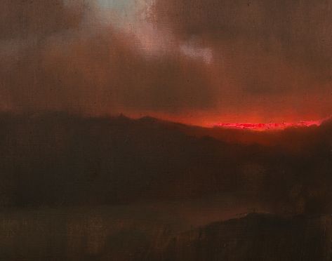 Devin Michael Roberts Paintings Art Landscape Sunset Painting Sublime Landscape Painting, Dark Sunset Painting, Dark Landscape Painting, Sublime Painting, Landscape Sunset Painting, Red Abstract Art, Michael Roberts, Dark Landscape, Last Breath