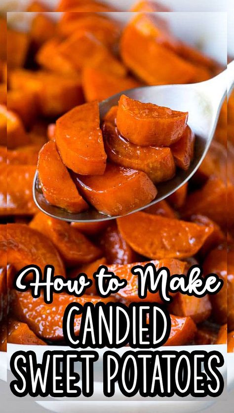 Candied Yams Easy, Candied Sweet Potato Recipes, Candied Yams Recipe, Sweet Potato Dinner, Sweet Potato Side Dish, Sweet Potato Sides, Glazed Sweet Potatoes, Potato Candy, Candied Yams