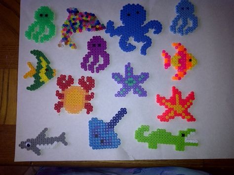 Sea creatures perler beads by Tiffany Sheaffer | Mickey | Pinterest Perler Beads Sea Animals, Perler Bead Patterns Sea Animals, Fuse Beads Ideas, Christmas Perler Beads, Pearl Beads Pattern, Easy Perler Beads Ideas, Perler Bead Templates, Diy Perler Bead Crafts, Beads Ideas