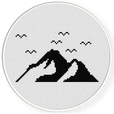 Cross Stitch Mountains Simple, Cross Stitch Mountain Pattern, Cross Stitch Mountains, Mountain Cross Stitch, Stitch Illustration, Counted Cross Stitch Patterns Free, Cross Stitch Landscape, Cross Stitch Borders, Cross Stitch Patterns Free