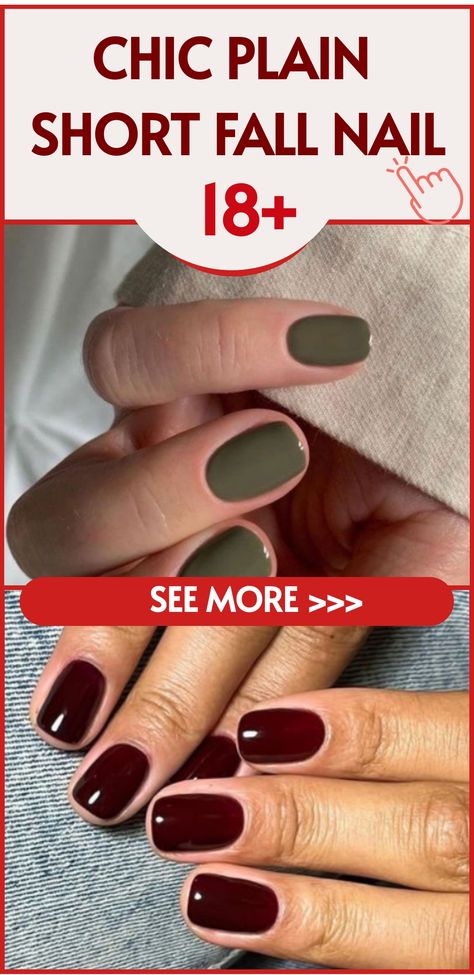 Discover the beauty of chic plain short nails this autumn season! Short nails make for a stylish and versatile choice, perfect for a clean and natural look. Embrace neutral shades like nude, taupe, or soft gray for an elegant touch. With short nails, you'll have low-maintenance elegance that suits your busy fall schedule - from apple picking to cozy evenings in. These chic plain short fall nails are ideal for any occasion this season, effortlessly complementing your style. Try them out today! Nail Color That Matches Everything, Short Nails Shellac Fall, Short Nails Mauve, Fall Nail Colors Gel Polish Short Nails, Acrylic Nails Plain Color Fall, Short Nail Designs Gray, Short Sns Nails Fall, Short Acrylic Nails Solid Color Simple, Nail Designs For Small Nail Beds