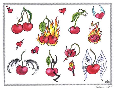 Cherry Tattoo Stencil, Cherry Bomb Tattoo, Shooting Star Tattoo, Cherry Tattoo, Bow Tattoo Designs, Cherry Tattoos, Harry Styles Tattoos, Star Tattoo Designs, Bow Tattoo