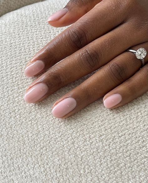 Painted Nails Natural Nail, Short Nail Neutral, Simple Glossy Nails, Natural Professional Nails, Wedding Natural Nails For Bride, Natural Base Nails, Natural Nail Colors Gel, Short Natural Acrylics, Simple Small Nails