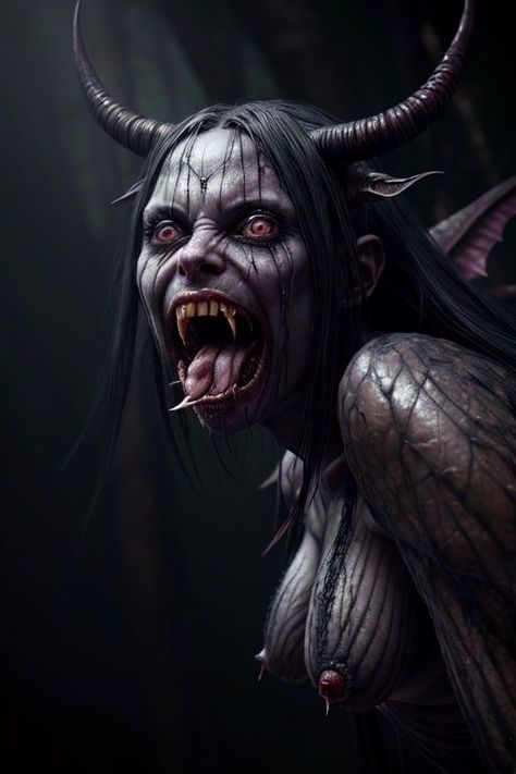 Demon Artwork, Evil Monster, Devil Woman, Dark Evil, Evil Demons, Dark Fantasy Artwork, Dark Creatures, Dark Art Photography, Zombie Art