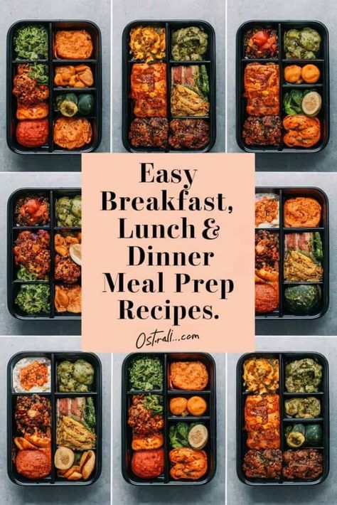 10 Easy Breakfast, Lunch & Dinner Meal Prep Ideas Couples Meal Prep, Meal Prep Lunch Ideas Healthy Eating, Easy Prep Meals, Healthy Dinner Meal Prep, Dinner Meal Prep Ideas, Meal Prep Breakfast Ideas, Easy Breakfast Meal Prep, Meal Prep Meals, Lazy Meal Prep