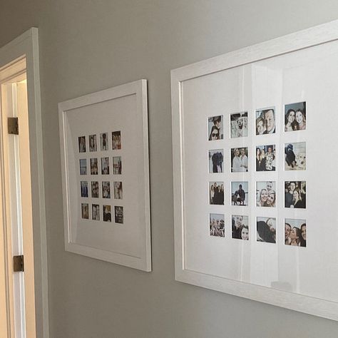 Instax Ideas Display, How To Display Mini Polaroids, Mini Photos On Wall, Polaroid Frame Decoration, Wall Decor Ideas Small Spaces, Polaroid Frame Wall, Instax Frame Ideas, Instax Decoration Ideas, Display Instax Mini Photos