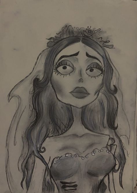 Corpse Bride Sketch, Bride Sketch, Emily Corpse Bride, Corpse Bride, Drawing Ideas, Coloring Books, Gel Nails, Female Sketch, Sketch