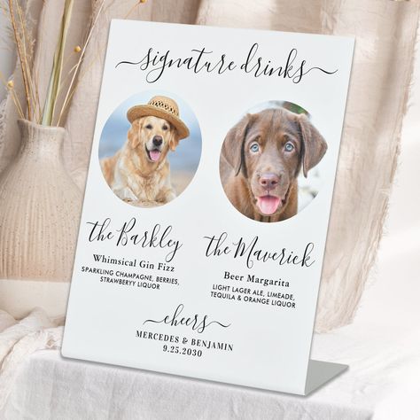 Drinks At Wedding, Pet Wedding Photos, Photo Bar, Beer Margarita, Orange Liquor, Specialty Drinks, Signature Cocktail Sign, Wedding Signature Drinks, Dog Picture