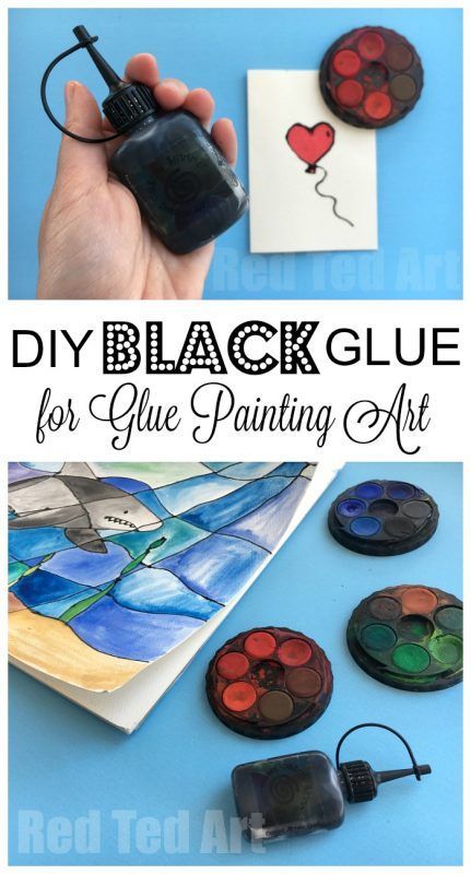 How To Make Black Glue, Black Glue Painting, Black Glue Art Projects, Art Projects For Kids Christmas, Glue Art Projects, Black Glue Art, Resist Art, Watercolor Resist, Heart Art Projects