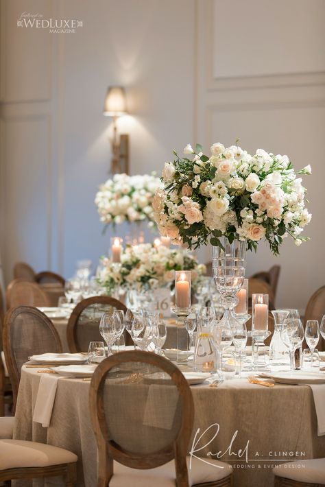 Keilih and Evans Spectacular Wedding At Arlington Estate - Rachel A. Clingen Wedding & Event Design Arlington Estate Wedding, Arlington Estate, Blush Centerpiece, Chic Modern Wedding, Twilight Wedding, Tall Wedding Centerpieces, White Centerpiece, Extravagant Wedding, Reception Gown