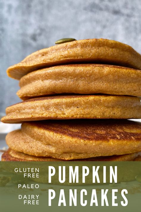 Theses fluffy, sweet Pumpkin Pancakes are perfect for breakfast. This healthy recipe is low carb, gluten free, dairy free, and Paleo. Best of all, these pancakes are easy to make! #pancakerecipes #glutenfree #paleo Healthy Pumpkin Recipes Low Calories, Pumpkin Pancakes Gluten Free, Pumpkin Puree Recipes Healthy, Pumpkin Gluten Free, Paleo Pumpkin Pancakes, Paleo Pumpkin Recipes, Pancakes Pumpkin, Gluten Free Pumpkin Pancakes, Pancakes Gluten Free