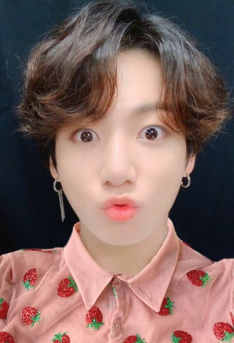 Strawberry Shirt, Jeongguk Jeon, Jungkook Selca, White Bunny, Jeon Jeongguk, Bts Korea, Bts Face, Jungkook Cute, Foto Jungkook