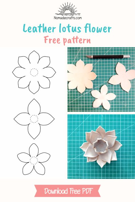 Lotus Flower Printable, Diy Clay Lotus Flower, Clay Lotus Flower Tutorial, Leather Lotus Flower, Diy Flower Stencil Pattern, Lotus Flower Template Printable, Felt Lotus Flower, Lotus Diy Crafts, Pottery Lotus Flower