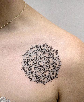 17 Mandala Tattoo Designs to Help Channel Your Inner Warrior Princess Sun Tattoo Meaning, Mandala Arm Tattoo, Mandala Tattoo Shoulder, Simple Mandala Tattoo, Mandala Tattoo Meaning, Design Tatuaje, Mandala Tattoo Designs, Small Mandala, Tattoos Infinity