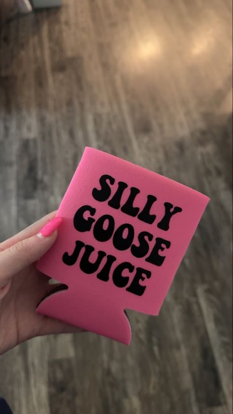 Pink silly goose coozie Nashville Birthday Koozie, Drink Coozies Diy, Cute Coozie Design, Koozie Vinyl Ideas, Western Can Coozie, Inappropriate Koozies, Can Coozie Svg Free, Bachelorette Koozies Funny, Coozie Sublimation Ideas