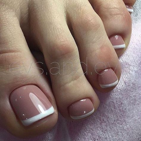 French Toe Nails, French Pedicure Designs, Shellac Pedicure, Manicure Shellac, Pedicure Designs Toenails, French Pedicure, Toe Nail Color, Pretty Toe Nails, Summer Toe Nails