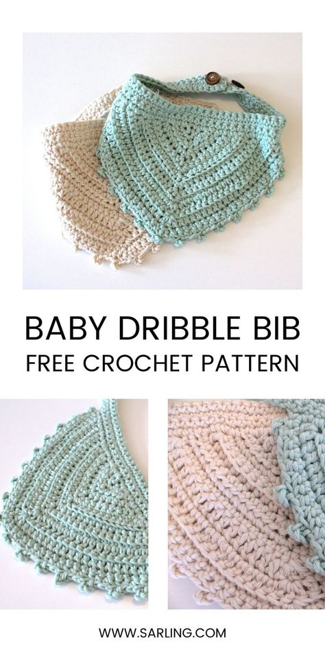 Crochet Bib Pattern, Crochet Bibs, Crochet Baby Projects, Crochet Baby Bibs, Crochet Bib, Crochet Baby Gifts, Crochet Mignon, Bandana Style, Confection Au Crochet