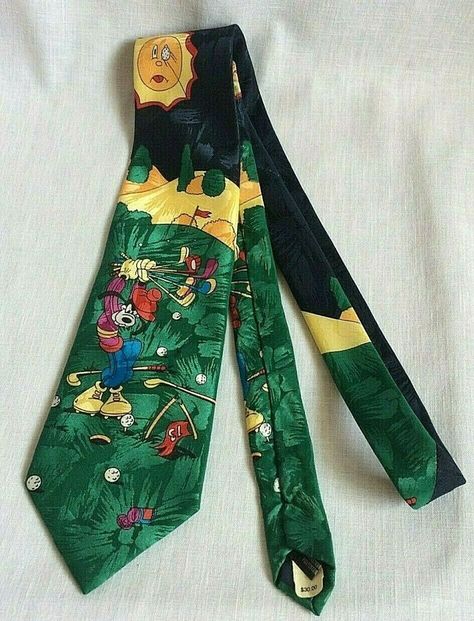 Funky Ties Men, Funky Ties, Funny Ties, Thrift Flips, Dude Perfect, Golf Theme, Tie Men, Mens Fashion Classic, Disney Men