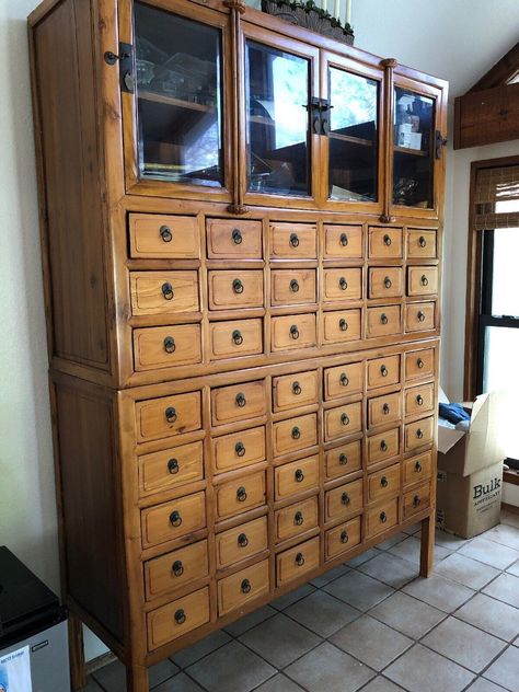 Card Catalog Cabinet, Apothecary Chest, Apothecary Decor, Antique Oak Furniture, Antique Apothecary, Apothecary Cabinet, Card Catalog, Antique Cabinets, Drawer Cabinet