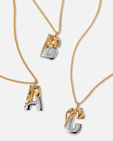 On a delicate curb chain, this unique initial A-Z pendant necklace is here, with its deconstructed silhouette and contrasting colors, polished finishes breaking free from rough folds, filling the gaps in fashion for fun to coexist with a sense of free spirit. The unwrapped signature is not merely well-made or cool-looking; it tells a whole story. Sign off your necklace layers with a statment initial that say it all.     Length: 21.6in Width: 2mm Stone: Brown Pendant Size: 26x16.7mm Material: Cry Necklace Layers, K Necklace, Alphabet Pendant, Lucky Jewelry, Breaking Free, Cotton Gloves, Letter Pendant Necklace, Pinterest Closet, Letter Pendants