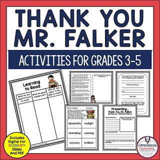 As the new year begins, it's so important to build a positive classroom climate. This post includes lesson suggestions for the beginning weeks. Thank You Mr. Falker is a Must Read during the first few days. Thank You Mr Falker Activities, Thank You Mr Falker Activities Free, Thundercake Activities Patricia Polacco, Patricia Polacco Activities, Thank You Mr Falker, Homeschool Units, Patricia Polacco, Study Books, Reading Comprehension Lessons