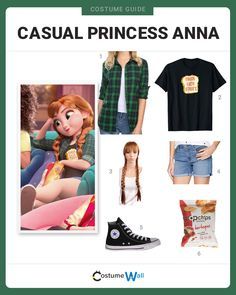 Get the look of Casual Princess Anna, Frozen’s ice queen who dresses down in the film Ralph Breaks The Internet. Princess Anna Costume, Disney Princess Inspired Outfits, Princess Anna Frozen, Disney Character Outfits, Disney Bound Outfits Casual, Frozen Outfits, Princess Inspired Outfits, Anna Costume, Ralph Breaks The Internet