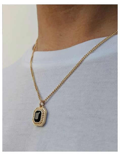 Mens Gold Necklace For Men, Mens Gemstone Necklace, Men’s Gold Pendant, Mens Jewelry Necklace Gold, Men’s Gold Necklace, Men’s Jewellery, Streetwear Jewellery, Gold Jewelry Men, Necklace Men Gold