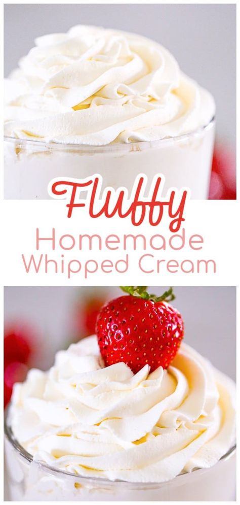 Have you ever wondered how to make homemade fluffy whipped cream from scratch? Making your own whipped cream is surprisingly easy and has a lot of benefits compared to store-bought versions. Whipped Cream From Heavy Cream, Whip Topping Homemade, Easy Whipped Cream Desserts, Fluffy Whipped Cream, Thick Whipped Cream Recipe, Homemade Whipped Cream Easy Without Heavy Whipping Cream, Homage Whipped Cream, How To Make Homemade Whipped Cream, Fresh Whipped Cream Recipe