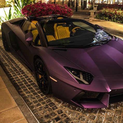 Aventador Matte Purple Car, Purple Convertible, Purple Lamborghini, Matte Cars, Dream Cars Lamborghini, Matte Purple, Chasing Cars, Purple Car, Bike Pic