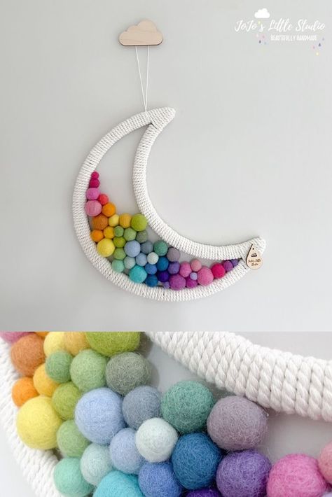 Perlengkapan Bayi Diy, Simpul Makrame, Rainbow Room, Pom Pom Crafts, Craft Room Decor, Pola Sulam, Bright Rainbow, Diy Crafts Room Decor, Macrame Design