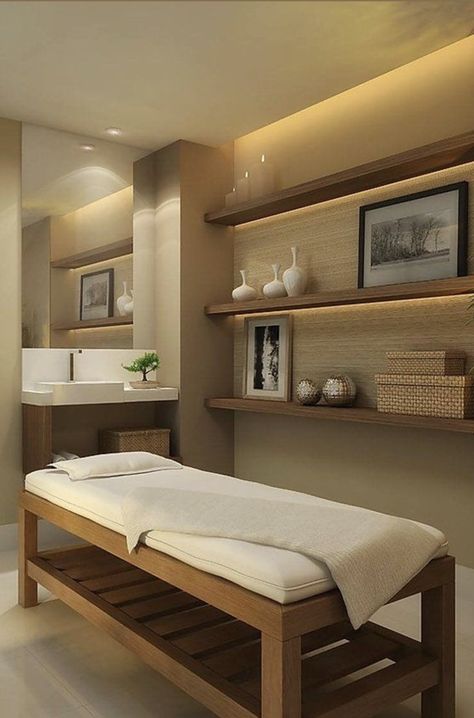 Spa Beds, Home Massage Room, Spa Room Ideas, Spa Massage Room, Massage Room Design, Massage Room Decor, Massage Therapy Rooms, Home Spa Room, Reiki Room