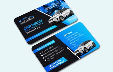 Car Service Design, Creative Visiting Card, Transparent Business Cards, Round Business Cards, Spot Uv Business Cards, Business Card Design Minimal, Car Wash Business, Unique Business Cards Design, Vertical Business Cards