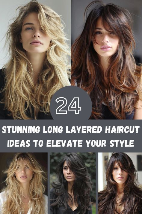 Looking to elevate your style? Discover 24 stunning long layered haircut ideas that add dimension and movement to your look! Long Layered Cut With Face Framing, Long Layered Haircut For Thick Hair, Long Layers And Long Bangs, Brunette Haircuts Long, Modern Layers Long Hair, Long Full Layered Haircuts, Fresh Long Haircut Women, Women Haircut Long Hair, Long Layered Haircuts With Face Framing Side Part