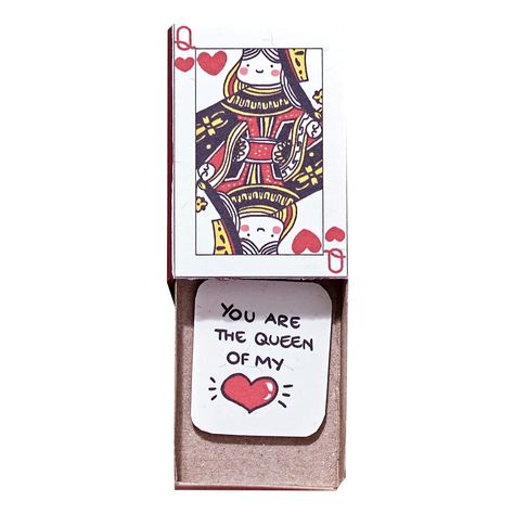 PRICES MAY VARY. ❤ Surprise Messages Hidden In Little Matchboxes : different with other normal paper cards, matchbox cards bring us a WOW feeling when opening. When the box is slid from its sleeve, the secret greeting is revealed, surprising its recipient with a one-of-a-kind creation that is as endearing as it is inventive.It is a small gift but full of love and care. ☺ Tiny handmade unique cards: The handmade products crafted by Shop3xu combine meaningful messages with delightful pictures. Wha Matchbox Cards, Heart With Rose, Surprise Gifts For Her, Queen Of My Heart, Card Queen, Handmade Valentine Gifts, Anniversary Cards Handmade, Love You Messages, Hearts And Roses