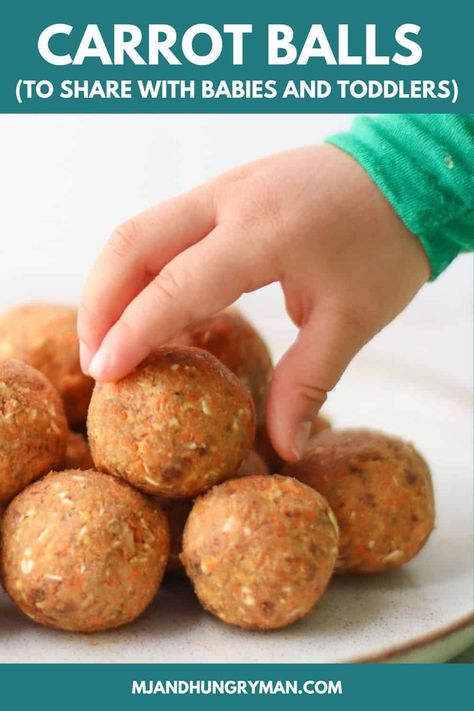 Veggie Cookies For Toddlers, What To Do With Extra Carrots, Toddler Protein Balls, Toddler Protein Snacks, Carrot Bites, Carrot Balls, Blw Recipes, Snack Balls, Healthy Toddler Snacks