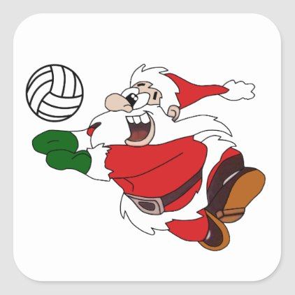 Volleyball Santa Christmas Square Sticker - christmas stickers xmas eve custom holiday merry christmas Team Gift Ideas, Christmas Volleyball, Volleyball Christmas, Xmas Sticker, Christmas Mail, Volleyball Workouts, Christmas Squares, Sticker Christmas, Volleyball Gifts