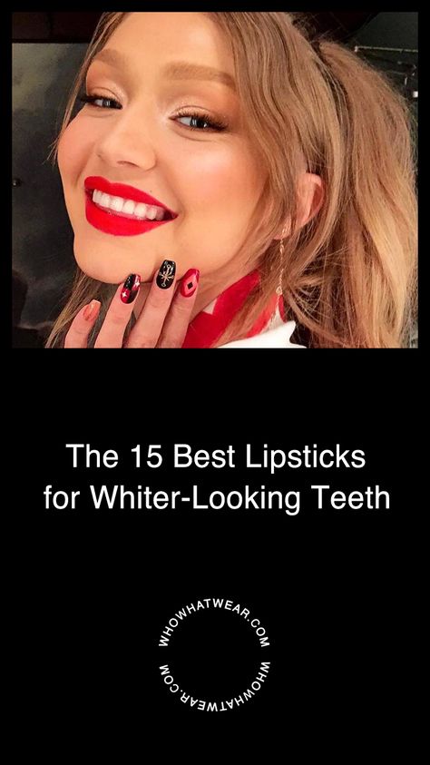 The best lipsticks for whiter teeth Lipstick To Make Teeth Look Whiter, Best Red Lipstick For Blondes, Lipstick That Makes Teeth Look Whiter, How To Make Red Lipstick Look Good, Lipstick On Teeth, Red Lipstick On Blondes, Make Teeth Whiter, Yellow Lipstick, Covergirl Lipstick