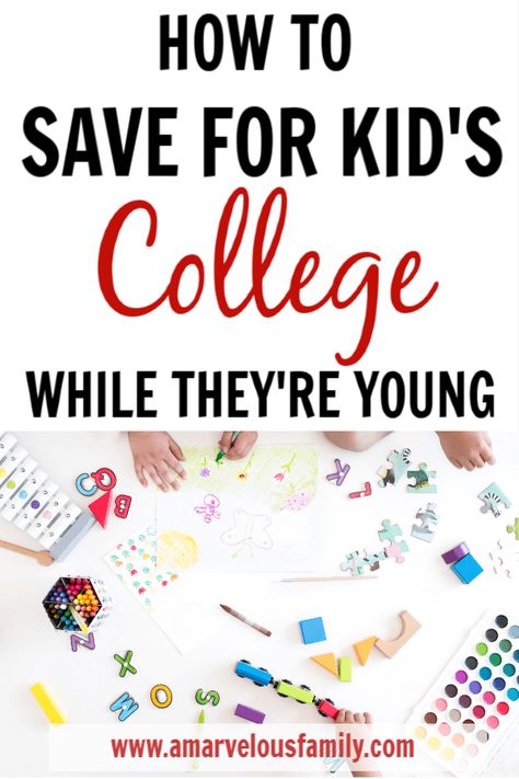 Do you have a plan to save for kid's college expenses? Starting to save money early for your kids college costs will give you plenty of time to save and plan. It'll also help you get your kids invested and involved in paying for their own college expenses. How to save for kid's college while they're still young - A Marvelous Family Savings For Kids, Money For Kids, College Expenses, College Planning, Saving For College, Parenting Teens, Start Saving, Smart Money, Raising Kids