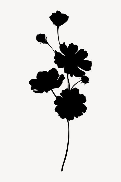 Silhouette daisy flower, spring illustration | Free Photo - rawpixel Black Flower Illustration, Black And White Flower Illustration, Flower Silhouette Templates, Flower Silhouette Tattoo, Daisy Silhouette, Daisy Clipart, Flowers Silhouette, Graphic Techniques, Branch Illustration