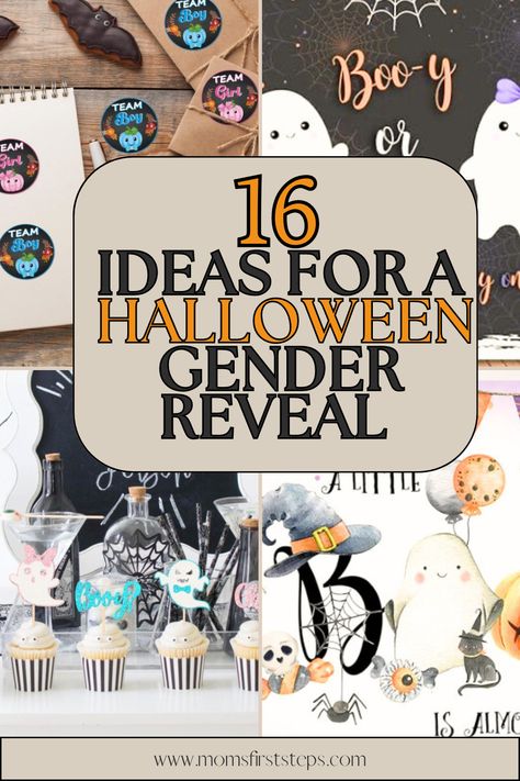 Planning a fall gender reveal with a Halloween theme? Our list of 16 Halloween gender reveal ideas will inspire you to plan the perfect event! Article includes ideas for revealing baby's gender plus Halloween gender reveal decorations, invitations, and more. Peek A Boo Gender Reveal, Halloween General Reveal Ideas, Boo Baby Gender Reveal, Booy Or Ghoul Gender Reveal Ideas, Halloween General Reveal, Halloween Gender Reveal Games, Work Gender Reveal Ideas, Halloween Themed Gender Reveal Ideas, Boo-y Or Ghoul Gender Reveal