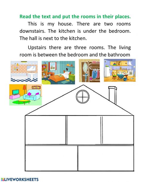 House Worksheet, Body Parts Preschool, Fun Worksheets For Kids, Preschool Reading, English Worksheet, Esl Activities, Learning English For Kids, Esl Lessons, Kids English