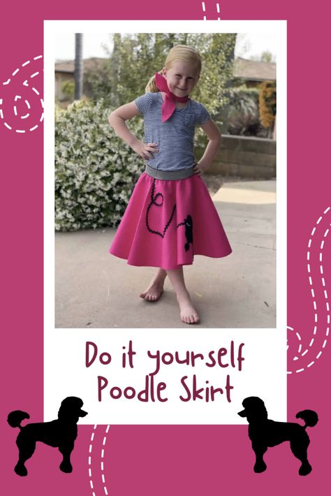 How To Make A Poodle Skirt | DIY Sewing Tutorial Poodle Skirt Diy, Kids Poodle Skirt, Poodle Skirt Pattern, Poodle Skirt 50s, Girls Poodle Skirt, Poodle Skirt Outfit, Decades Day, Sew Halloween Costume, Poodle Skirts