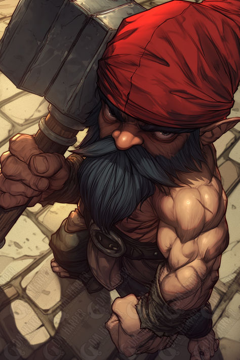 Gnome Barbarian - Path of the Berserker Dnd Gnome Barbarian, Barbarian Character Art, Dnd Gnome Art, Gnome Character Design, Rogue Barbarian, Gnome Barbarian, Dnd Gnome, Gnome Dnd, Dnd Barbarian