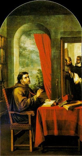 St. Bonaventure is visited by St. Thomas Aquinas. Painting by Francisco de Zurbarán Saint Bonaventure, St Bonaventure, Prado Madrid, Saint Thomas Aquinas, Lives Of The Saints, Thomas Aquinas, Religious Paintings, Spanish Painters, Baroque Art